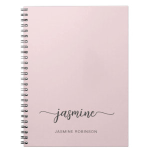 Caderno Espiral Roteiro de Nome de Monograma de Menina Rosa Beijo 