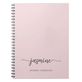 Caderno Espiral Roteiro de Nome Monograma Feminino Rosa Bege Minim