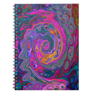 Caderno Espiral Roteiro Magenta Retroativo, Verde e Abstrato Laran