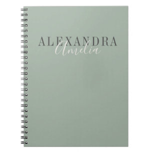 Caderno Espiral Roteiro Minimalista Boho Verde Sage Negócios Perso