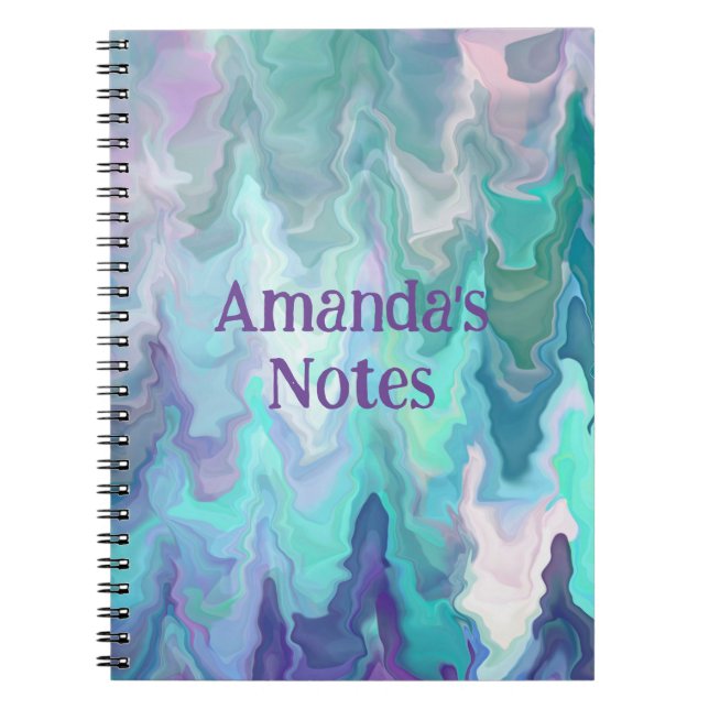 Caderno Espiral Rotódia Azul Personalizada | Abstrato Art (Frente)