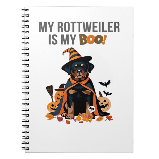 Caderno Espiral Rottweiler Halloween Figurume Meu Rottweiler é Meu (Frente)