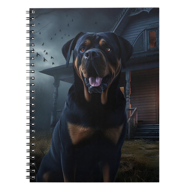 Caderno Espiral Rottweiler Halloween Scary (Frente)