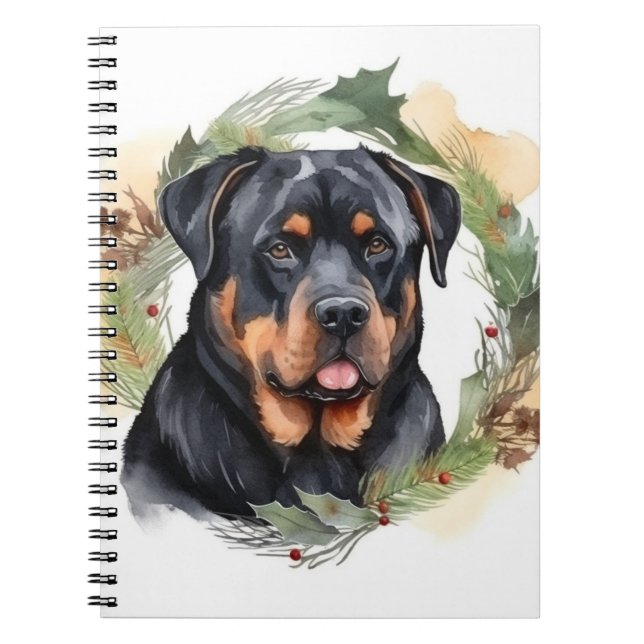 Caderno Espiral Rottweiler Rua de Natal Festivo (Frente)