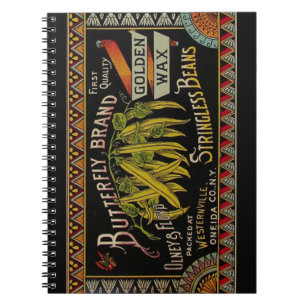 Caderno Espiral Rótulo de Feijão Verde País Vegetal
