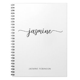 Caderno Espiral Rótulo de Nome com Monograma de Garota Branco Mini
