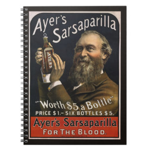 Caderno Espiral Rótulo de Produto Antigo, Bebida Sarsaparilla da A