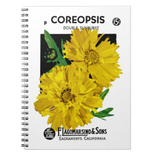 Caderno Espiral Rótulo do Pacote de Sementes de Coreopsis