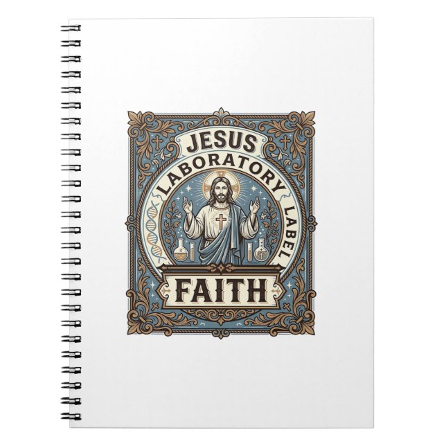 Caderno Espiral Rótulo Laboratorial Jesus Fé Jesus Laboratório Cr (Frente)