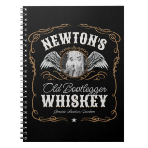 Caderno Espiral Rótulo Whiskey Antigo ADICIONAR Nome da Família FO