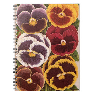 Caderno Espiral Rótulos de Pacotes de Sementes Antigas, Flores de 