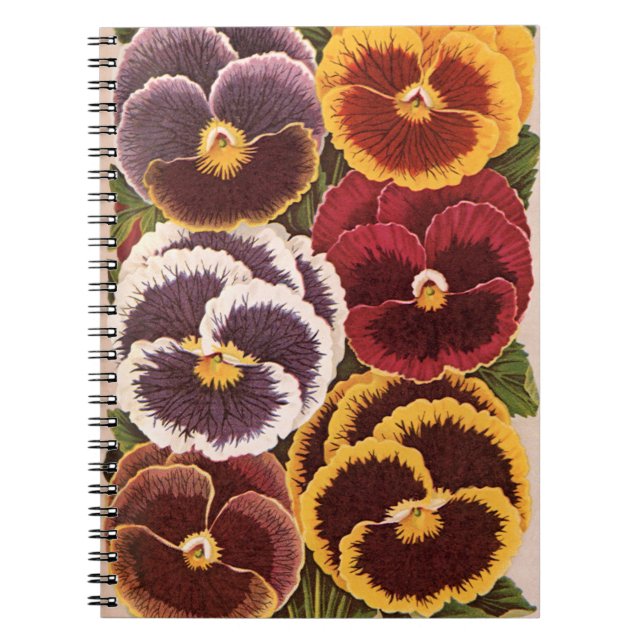 Caderno Espiral Rótulos de Pacotes de Sementes Antigas, Flores de  (Frente)