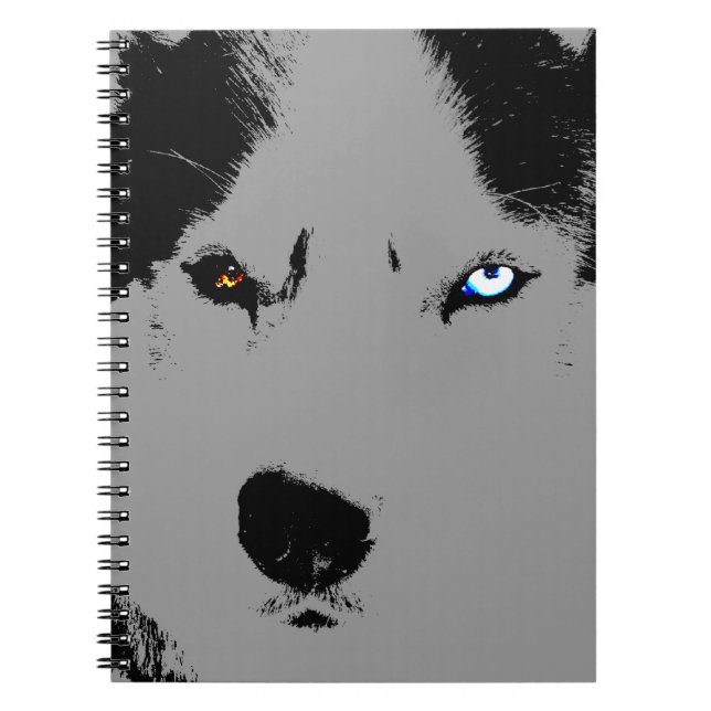 Caderno Espiral Rouco Pup Notebook Siberian Husky Diário Livros (Frente)