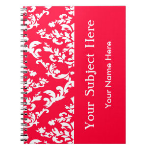 Caderno Espiral Rouge Bold Mod Damask com texto personalizado