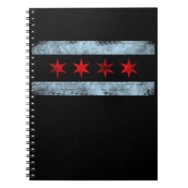 Caderno Espiral Roupa da skyline da bandeira de Chicago (Frente)