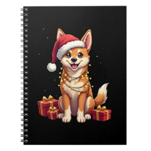 Caderno Espiral Roupas de Natal engraçadas com iluminação chapéu d