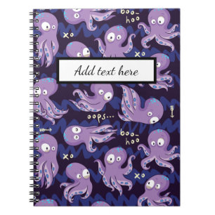 Caderno Espiral Roupas e Decoração Infantil Polvo Fofo Roxo