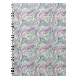Caderno Espiral Roxo Azul Mármore Abstrato Espiral Estética