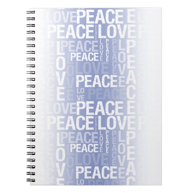 Caderno Espiral Roxo Branco Paz Amor (Frente)