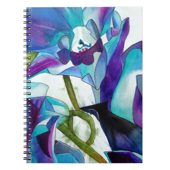 Caderno Espiral Roxo Cingapura Orquídea, pintura aquosa (Frente)