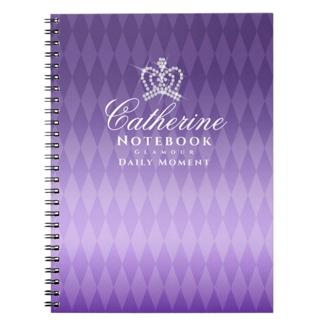 Caderno Espiral Roxo de luxo da Coroa (Frente)