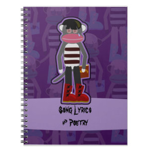 Caderno Espiral Roxo do macaco da peúga de Emo