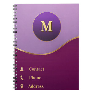 Caderno Espiral 💜 Roxo Dourado Abstrato Com Moldura Negócios
