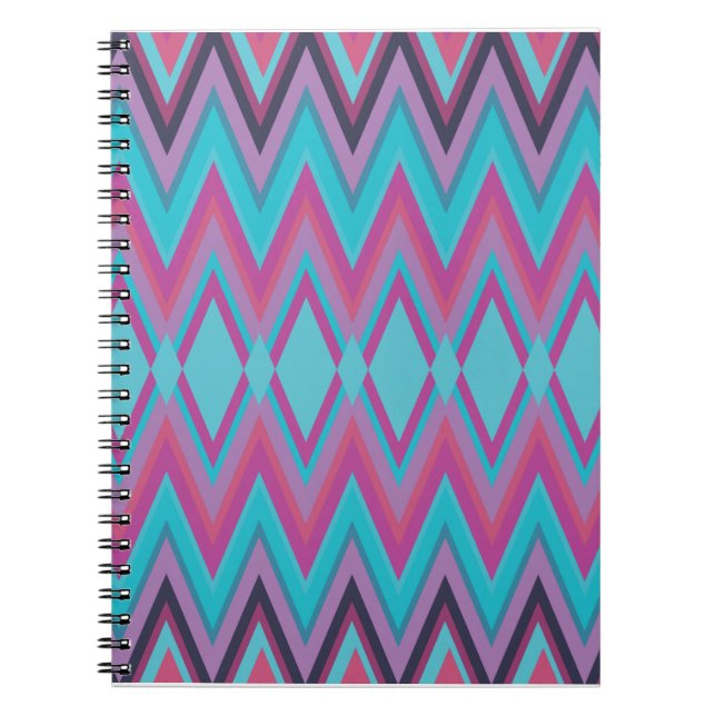 Caderno Espiral Roxo e Aqua Tribal (Frente)