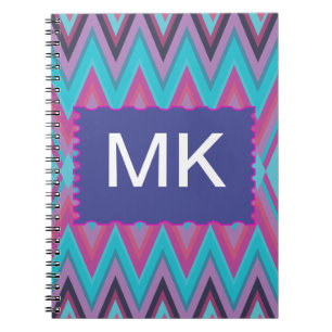 Caderno Espiral Roxo e Aqua Tribal