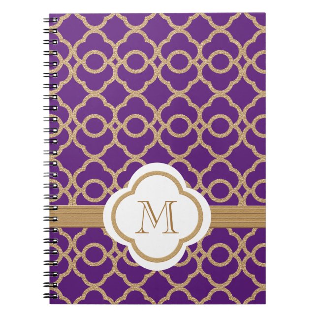 Caderno Espiral Roxo e Dourado marroquino (Frente)