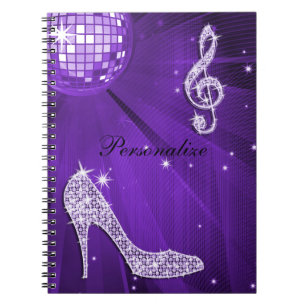 Caderno Espiral Roxo Espelhado/ Lilás Nota Musical & Salto Agulha