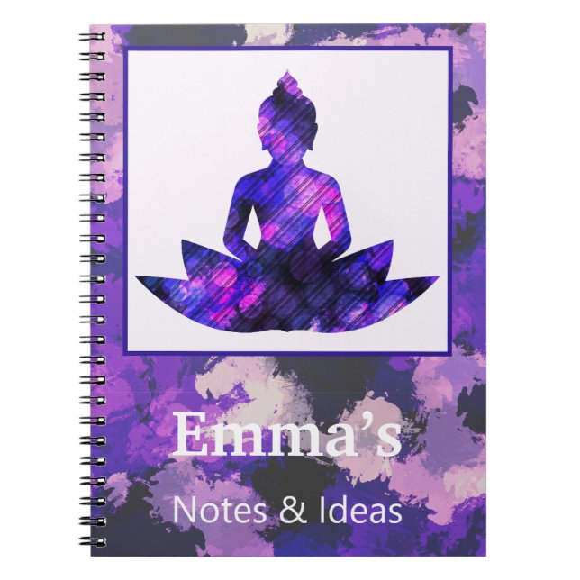 Caderno Espiral Roxo Espiritual Lotus Yoga Pessoal (Frente)