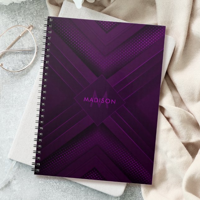 Caderno Espiral Roxo Luxo Moderno Minimal Abstrato (Criador carregado)