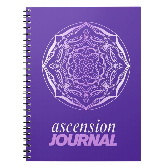 Caderno Espiral Roxo Mandala - Diário de Ascensão (Frente)