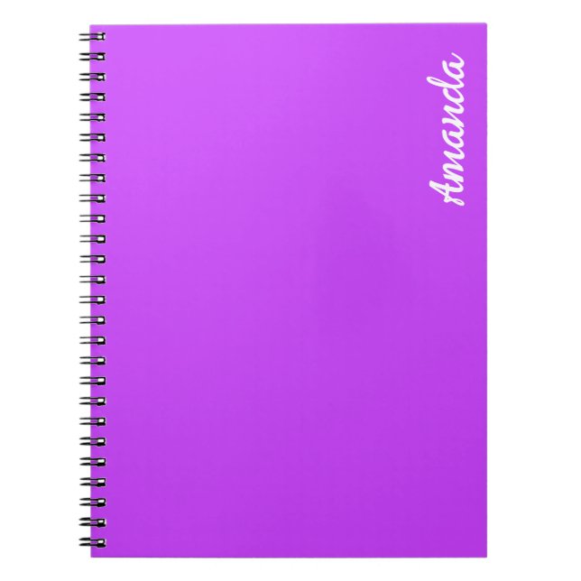 Caderno Espiral roxo néon brilhante sólido (Frente)