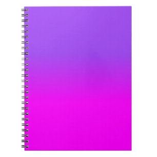 Caderno Espiral Roxo Neon e Rosa Quente Tom Ombre Fade Cor Sc
