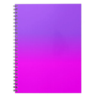Caderno Espiral Roxo Neon e Rosa Quente Tom Ombre Fade Cor Sc