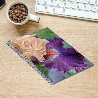 Caderno Espiral Roxo Roxo e Pêssego Beards Bloom Floral