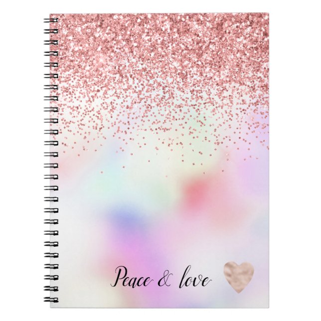 Caderno Espiral Roxo Unicorn - Arco-Íris Cor-de-Rosa-Rosa (Frente)