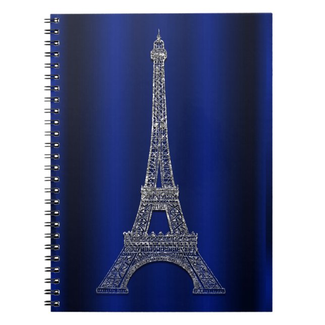 Caderno Espiral Royal Blue & Silver Torre Eiffel Paris - Glam Mode (Frente)