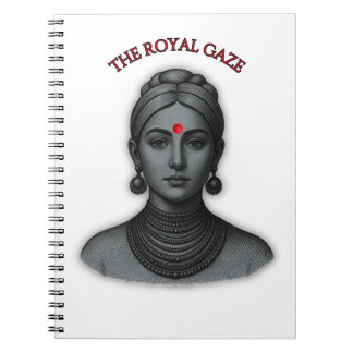 Caderno Espiral Royal Gaze Indian Queen Minimalist Bold Line Art