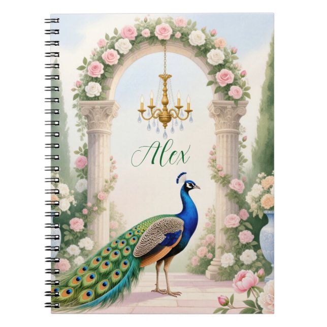Caderno Espiral "Royal Peacock Garden" Personalized Spiral Noteboo (Frente)
