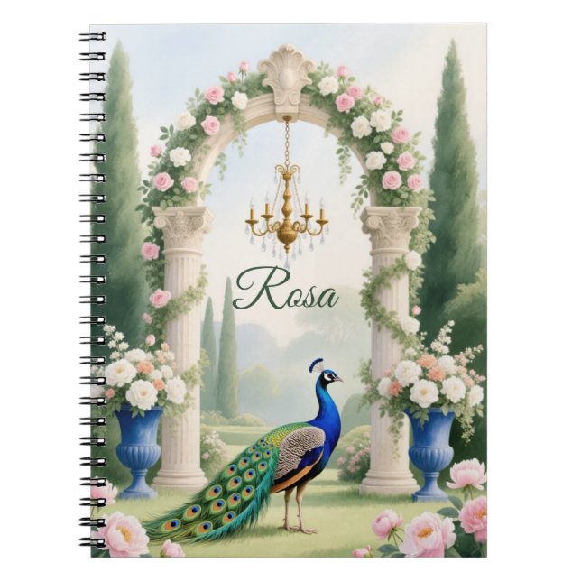 Caderno Espiral "Royal Peacock Garden"Personalized Spiral Notebook (Frente)