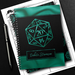Caderno Espiral RPG Dice   Emerald Tabletop PnP - Caractere Jogado