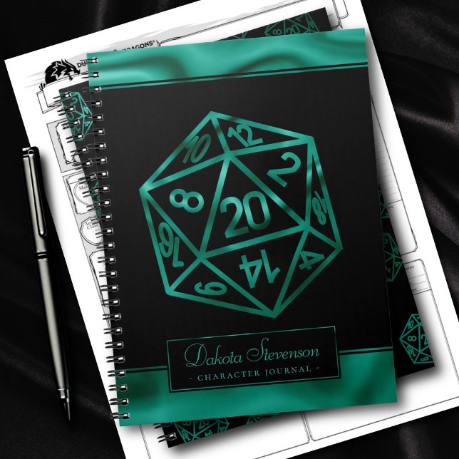 Caderno Espiral RPG Dice | Emerald Tabletop PnP - Caractere Jogado (Criador carregado)