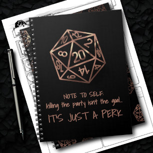 Caderno Espiral RPG DM Humor   Cobre Matando o Partido é um Perk