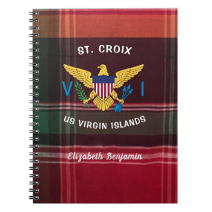 Caderno Espiral RUA Croix Madras das Ilhas Virgens dos EUA Flag US