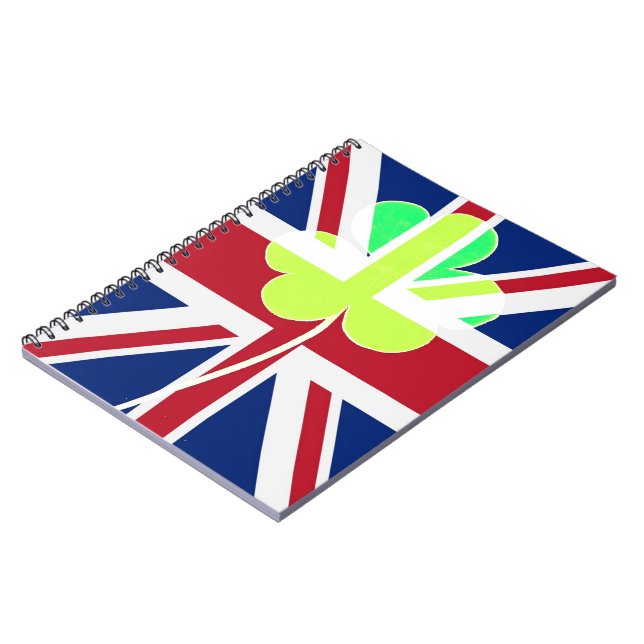 Caderno Espiral Rua de Clover da Irish British Flag Shamrock, Patr (Left Side)