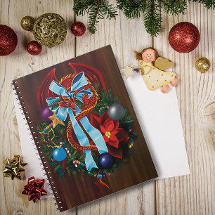Caderno Espiral Rua de Natal do Dragão Vermelho