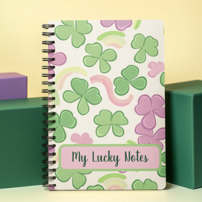 Caderno Espiral Rua festiva. Paddy's Light Green & Rainbow Pattern (Festive St. Paddy’s Light Green & Rainbow Pattern Notebook)